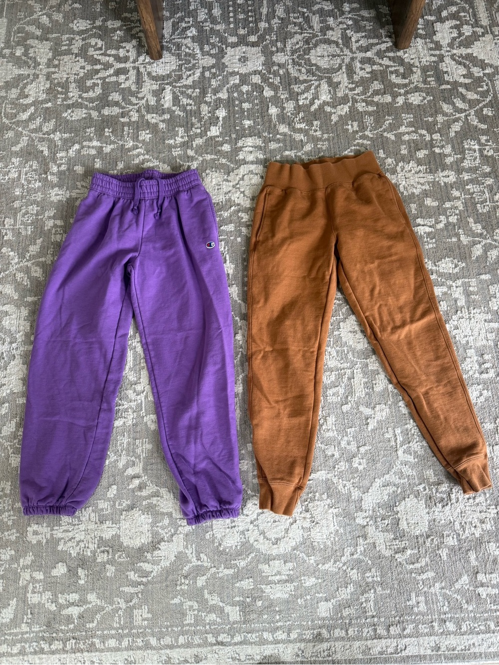 Champion Purple and Rust Orange Joggers - Sweatpants size small pair of 2